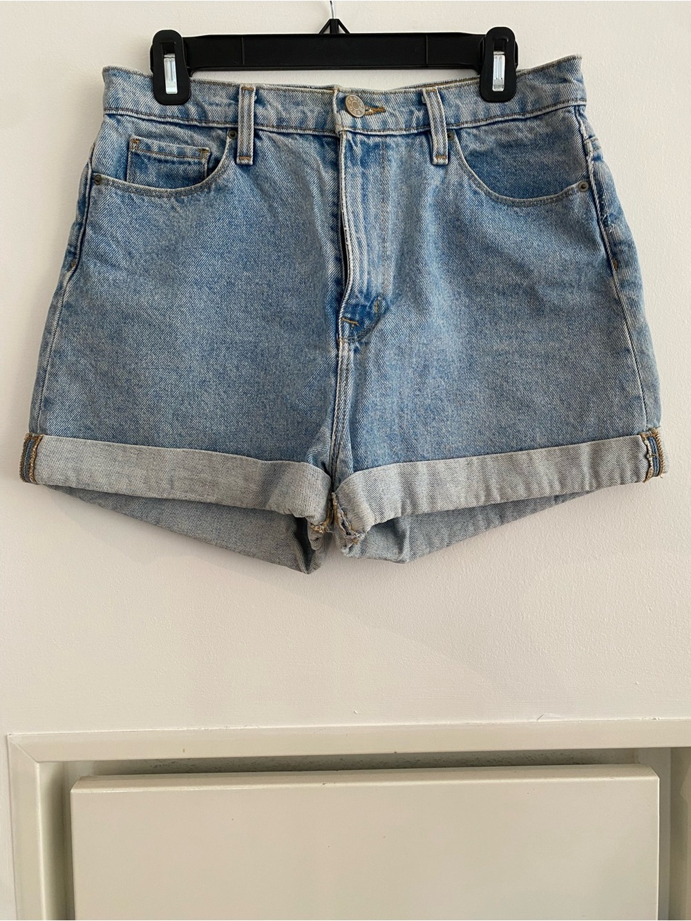 BDG Classic High-Rise Light Wash Denim Shorts - Blue